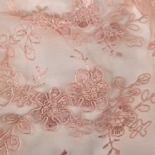 Double Scalloped Floral Corded Lace Fabric in Nude Pink 130cm Wide